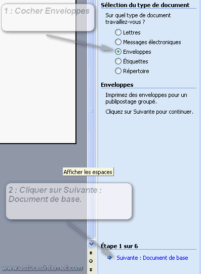 Publipostage : Enveloppes