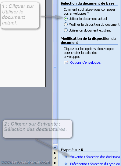 Publipostage : Enveloppes