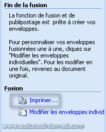 Publipostage : Enveloppes