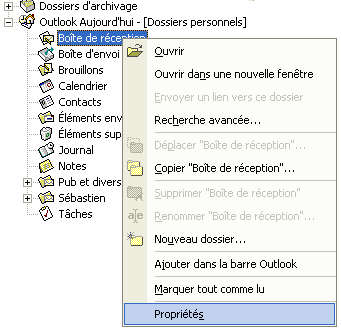 Propriétés d'un dossier