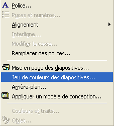 Choix du jeu de couleurs des diapositives