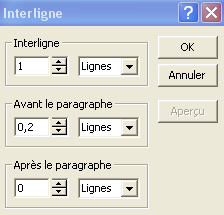 Choisir un interligne