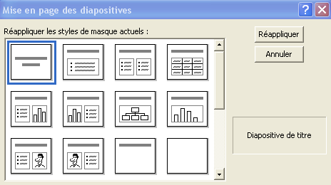 Changer la mise en page d'une diapositive