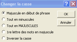 Modifier la casse