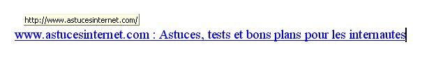 Insertion lien hypertexte