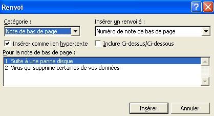 Exemple de renvoi