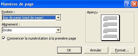Ajouter le numéro de page