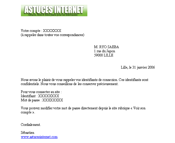 exemple de lettre type publipostage