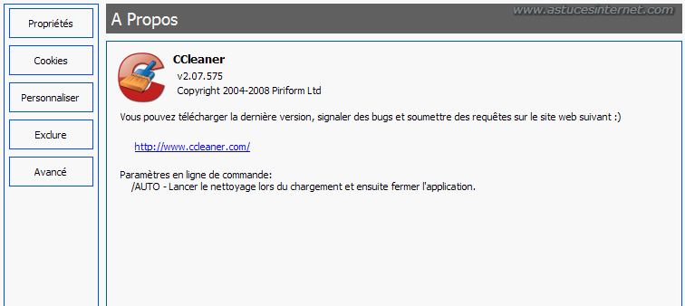 Param�trage de CCleaner