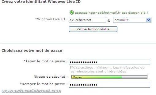 Création d'un nouveau Compte