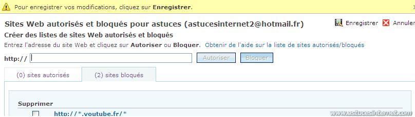 Blocage d'une URL
