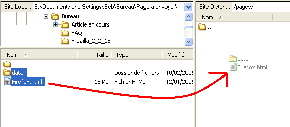 Envoyer les fichiers (glisser déposer)
