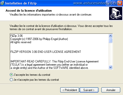 installation du logiciel filezip
