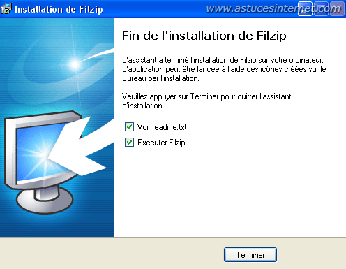 installation du logiciel filzip