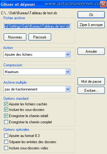 Cr�er une archive (param�trage manuel)