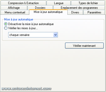 Param�trage des options de FilZip