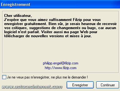 Premier param�trage de FilZip