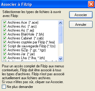 Choix des associations de fichiers