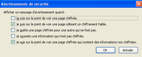 Option de param�trage de Firefox 2.0 : Avertissement de s�curit�