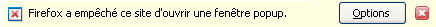 Aperçu de la barre anti popup de firefox