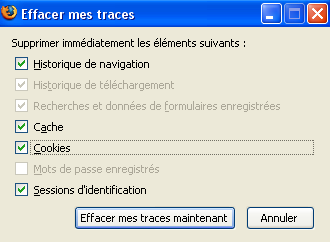 Effacer les donn�es temporaires