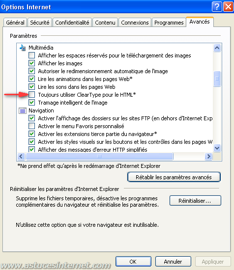 D&eacute;sactiver ClearType