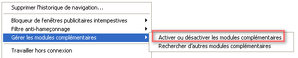 g�rer les modules compl�mentaires