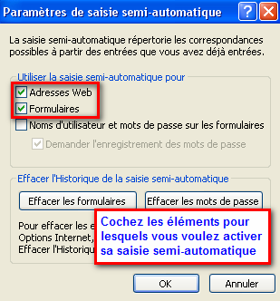 Activation de la saisie semi automatique