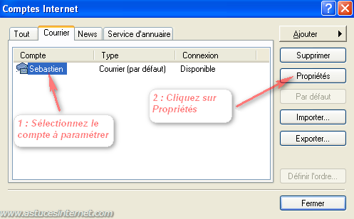 Propri�t�s du compte