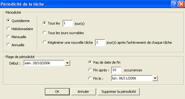 Options de p&eacute;riodicit&eacute;