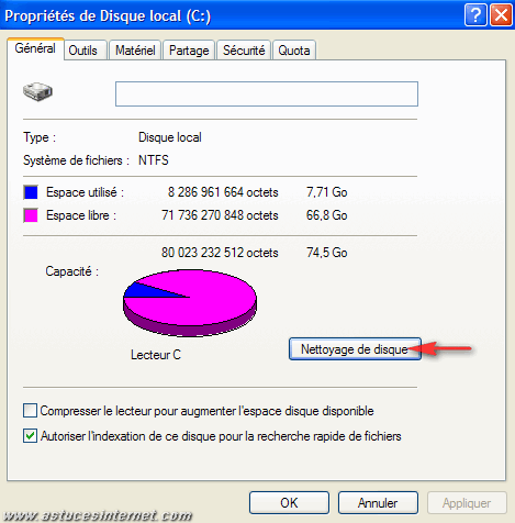 Propri�t�s du disque