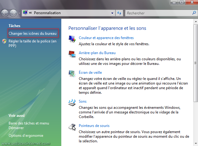 Changer les ic�nes du bureau