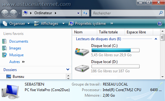 Afficher la barre de menu dans Vista