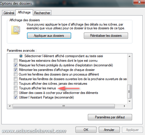 Afficher la barre de menu dans Windows Vista