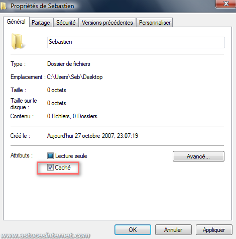 comment trouver dossier cache