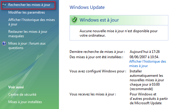Rechercher des mises � jour