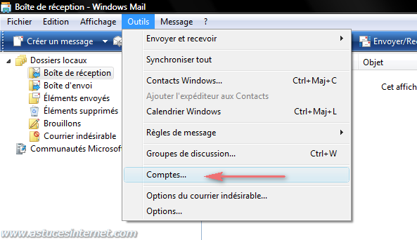 Windows Mail : Comptes