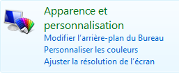 Menu Apparence et personnalisation