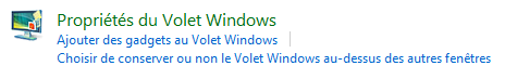 Propri�t�s du Volet Windows