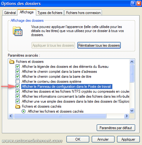 Ajouter le panneau de configuration