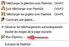 Menu d'options