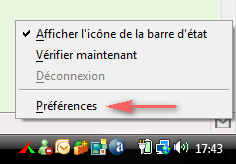 Afficher les options de Gmail Notifier