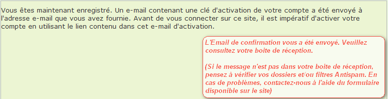 Inscription sur le site