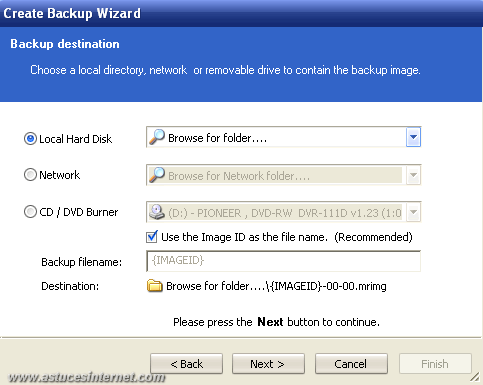 Macrium Reflect : Création backup