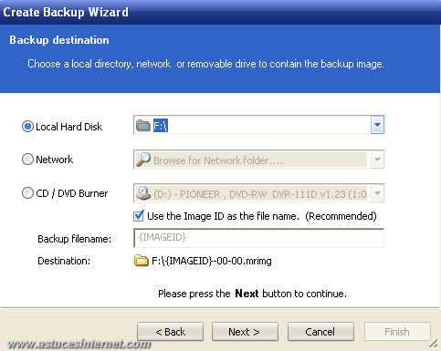 Macrium Reflect : Création backup