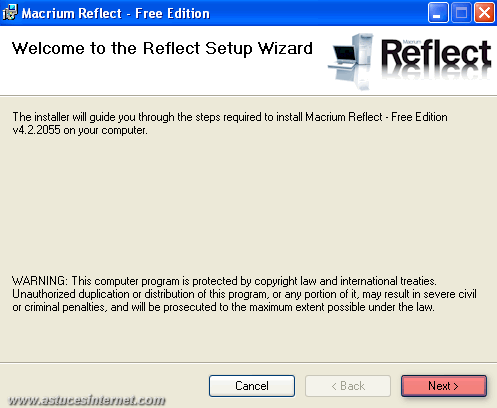 Macrium Reflect : Installation