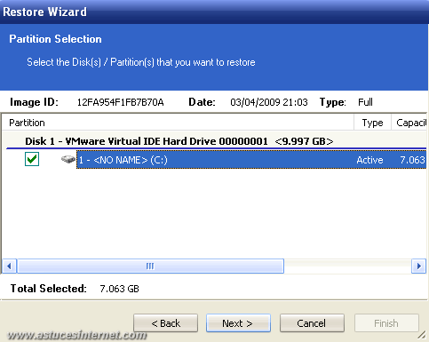 Macrium Reflect : Restoration backup