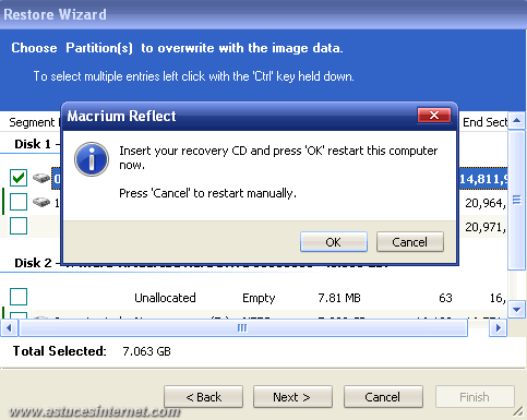 Macrium Reflect : Restoration backup