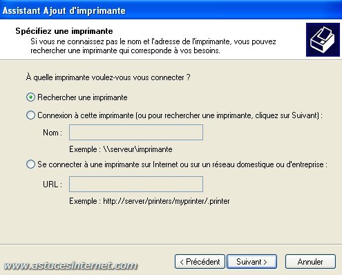 Choisir imprimante réseau
