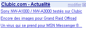 Flux d'informations du site